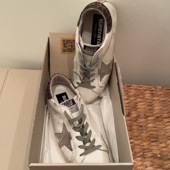 Golden Goose Superstar Classic With List / White with Lurex Heel. Box & duster. - Picture 5 of 13